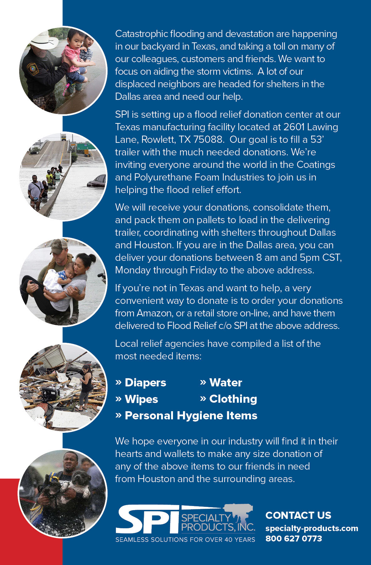 Coatings & Polyurethane Foam Community Relief Fund For Flood Victims Specialty Products, Inc.